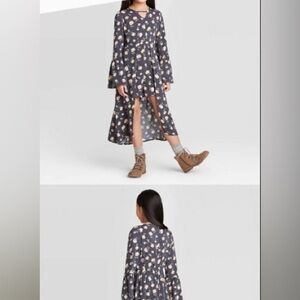 Free People Floral Midi Dress - Gray and Cream
